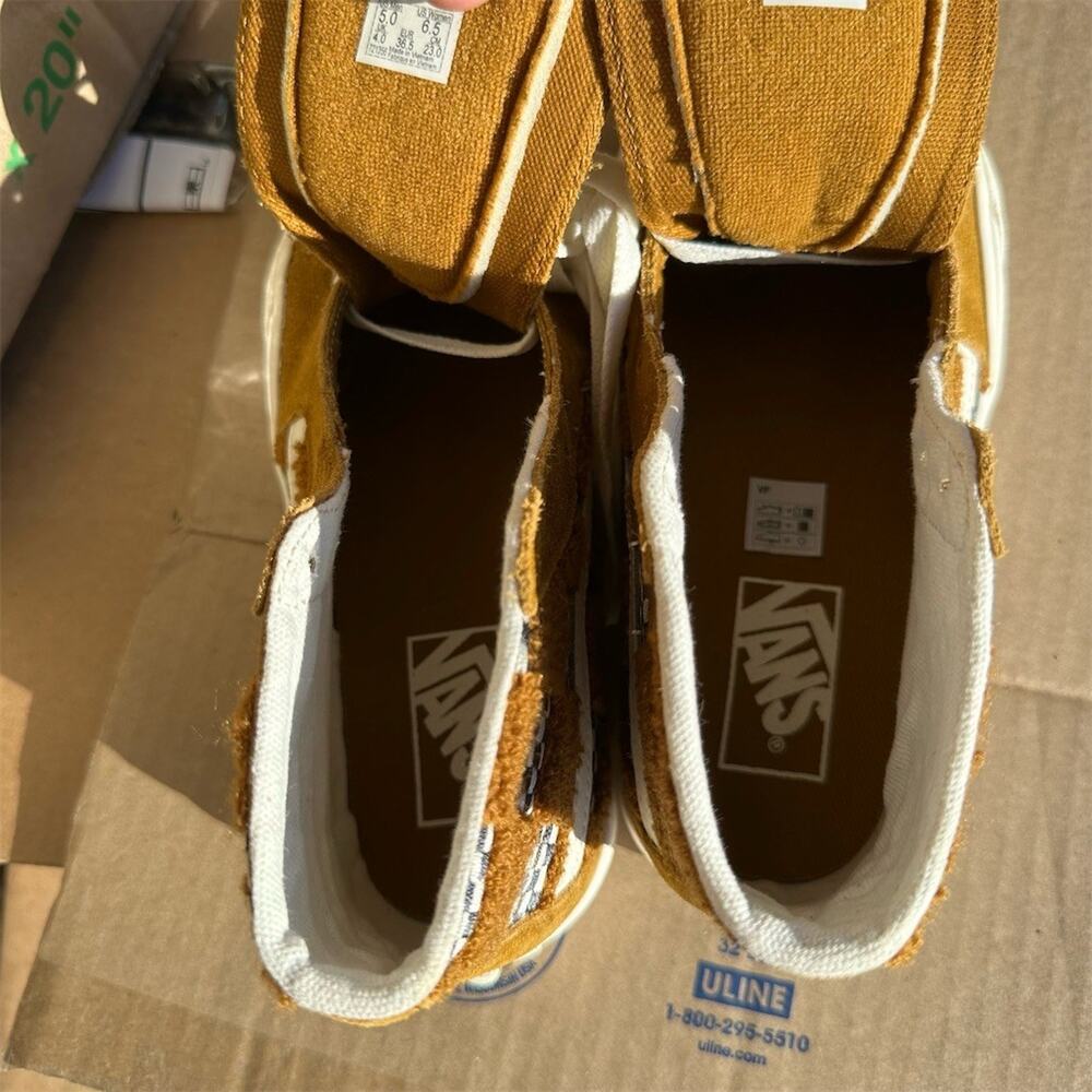Vans Sk8-Hi Tapered High Top Sneakers Tufted Check Brown Womens 6.5 Mens 5 - Picture 7 of 10
